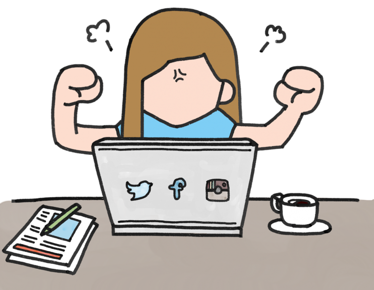 Sketch of someone venting online