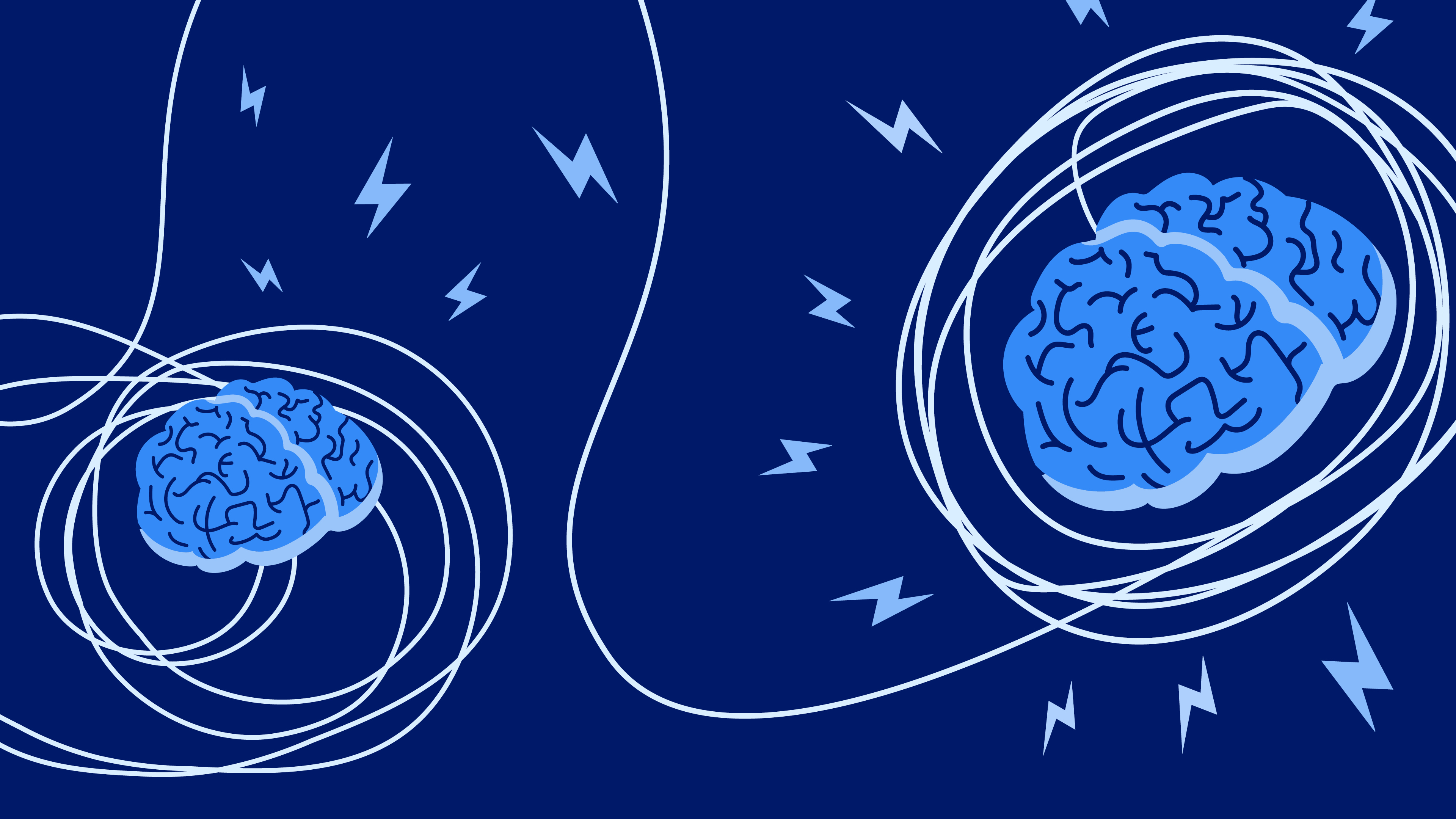 Illustration of brains sparking ideas