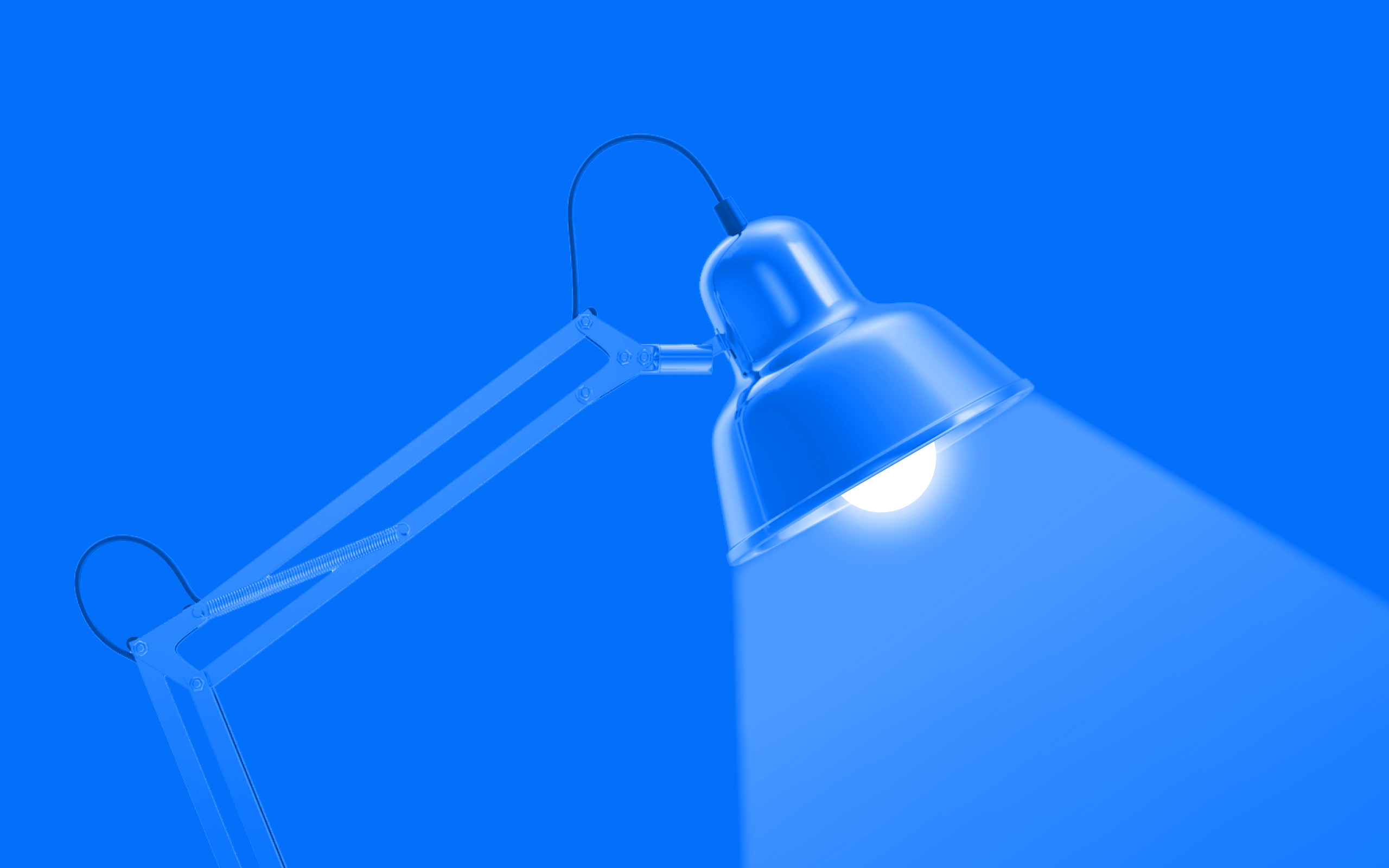 A desk office Spotlight on a blue background