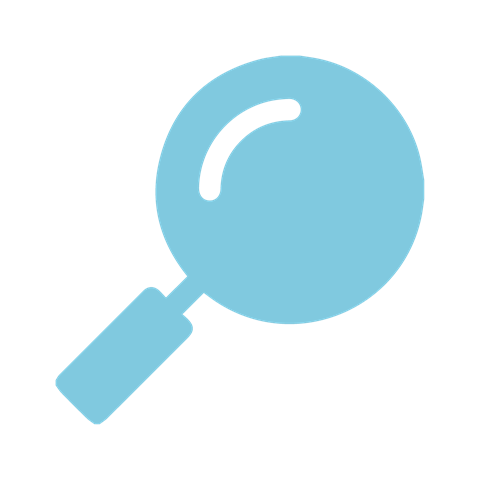 Update to Impact icon for IWI landing page A light blue magnifying glass tilted to the right